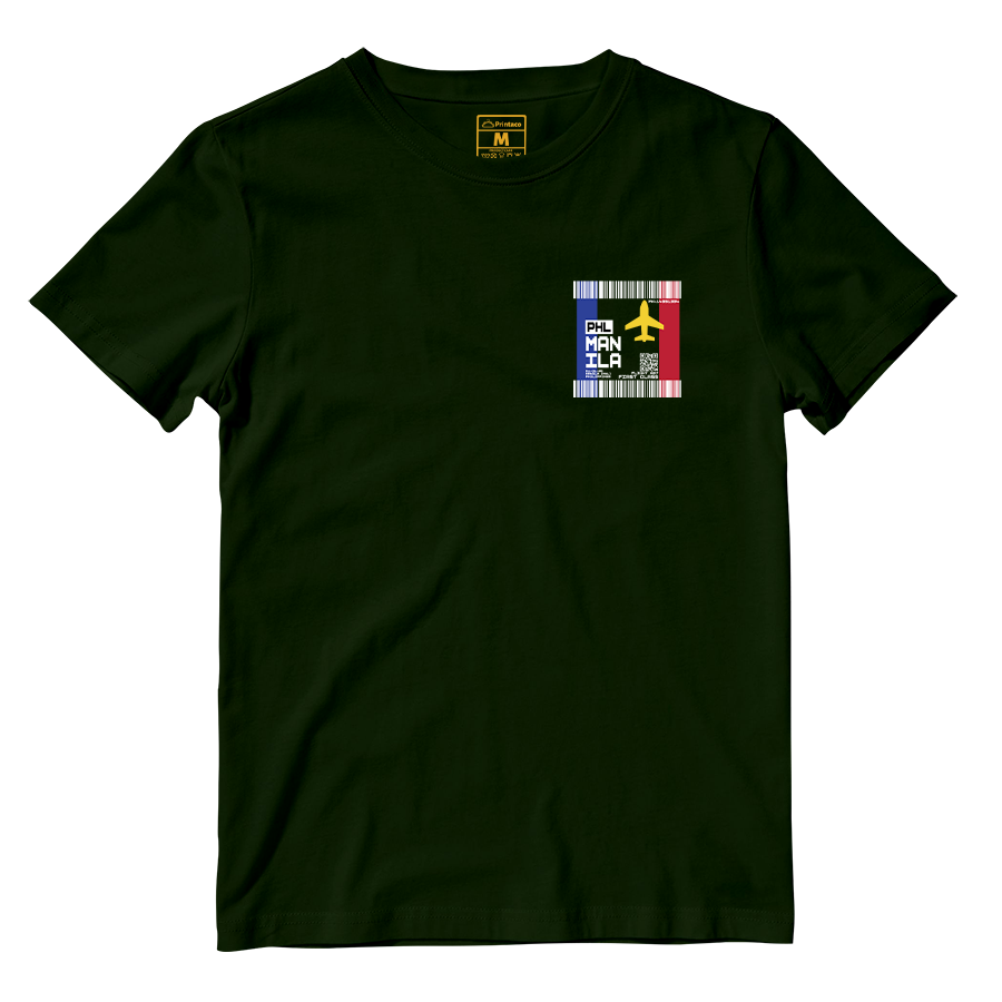 Cotton Shirt: Manila Plane Ticket Front Pocket