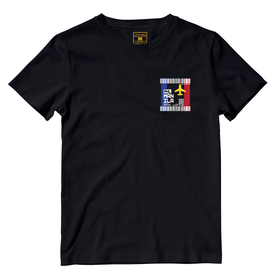 Cotton Shirt: Manila Plane Ticket Front Pocket