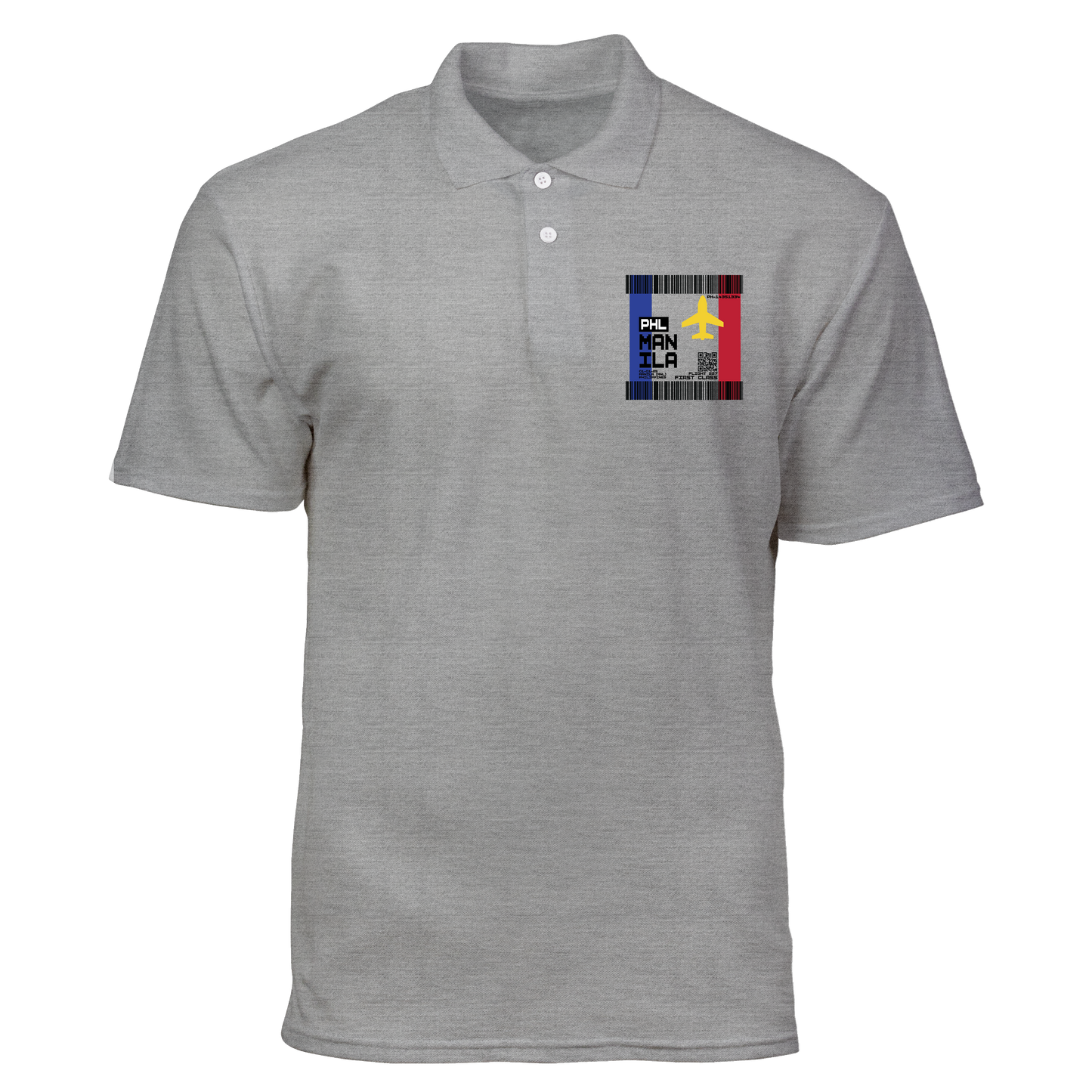 Cotton Polo Shirt: Manila Plane Ticket Front Pocket