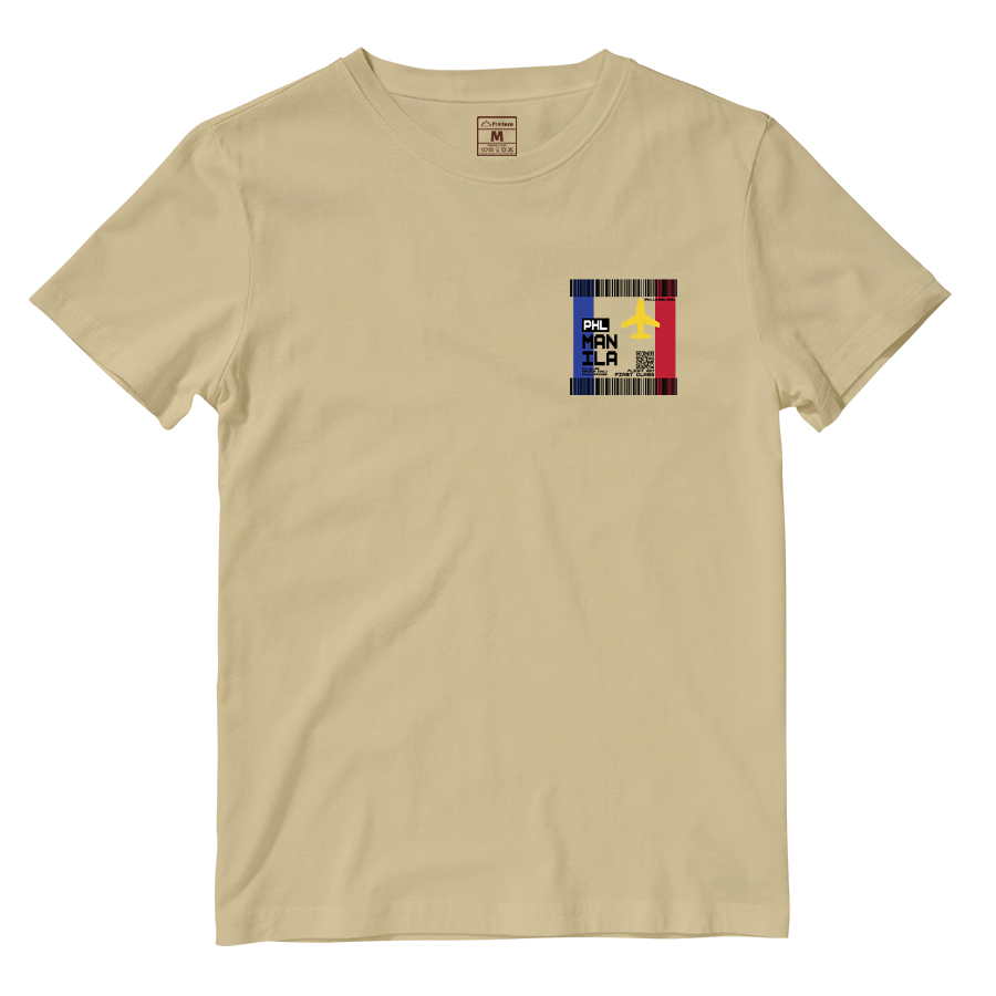 Cotton Shirt: Manila Plane Ticket Front Pocket