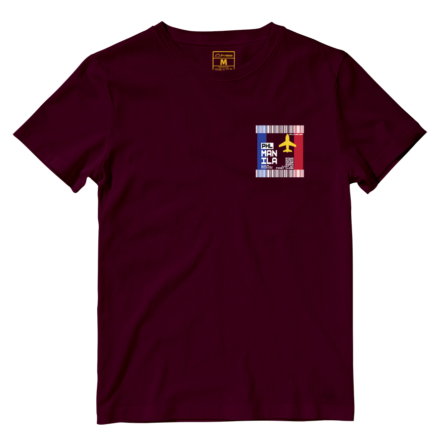 Cotton Shirt: Manila Plane Ticket Front Pocket