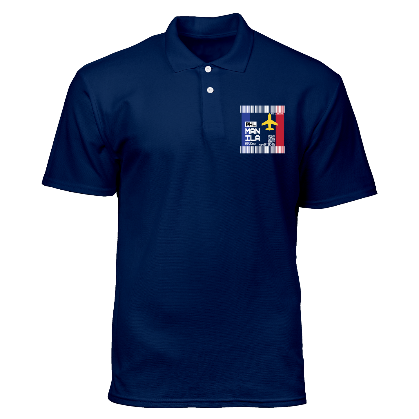 Cotton Polo Shirt: Manila Plane Ticket Front Pocket