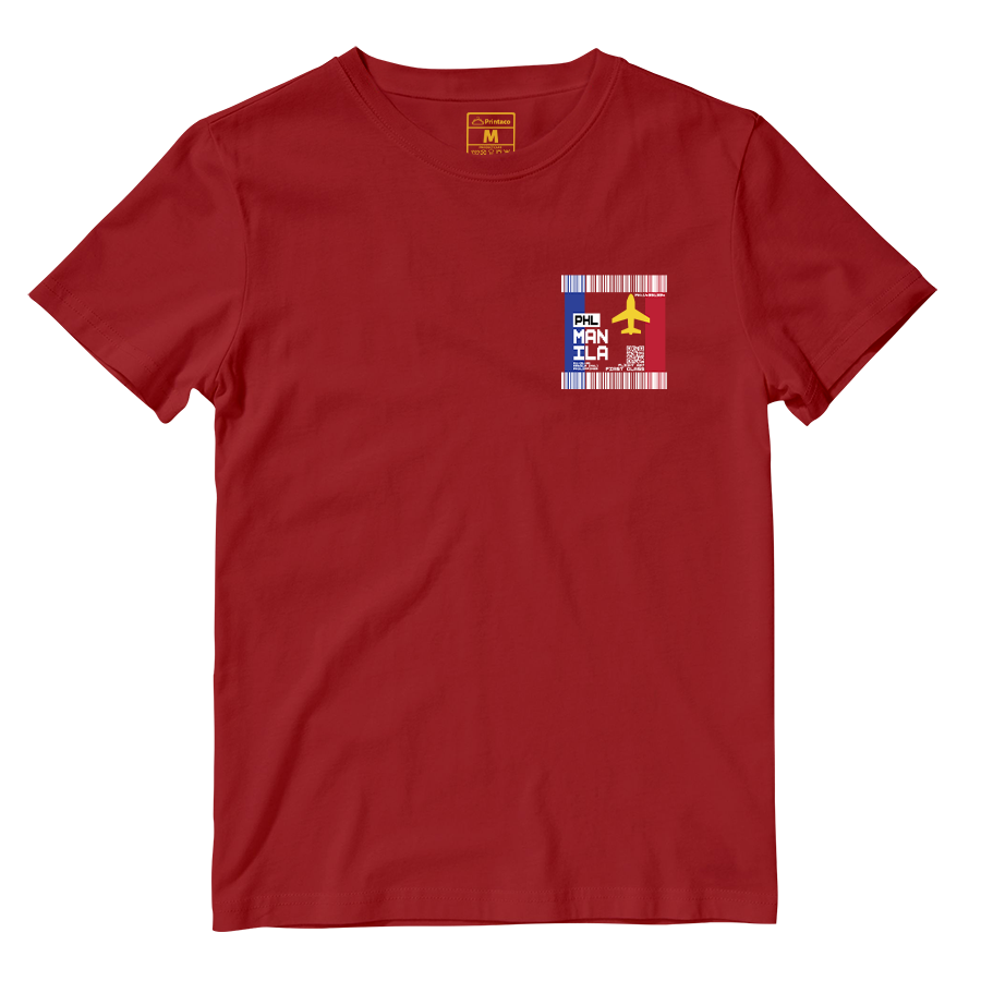 Cotton Shirt: Manila Plane Ticket Front Pocket