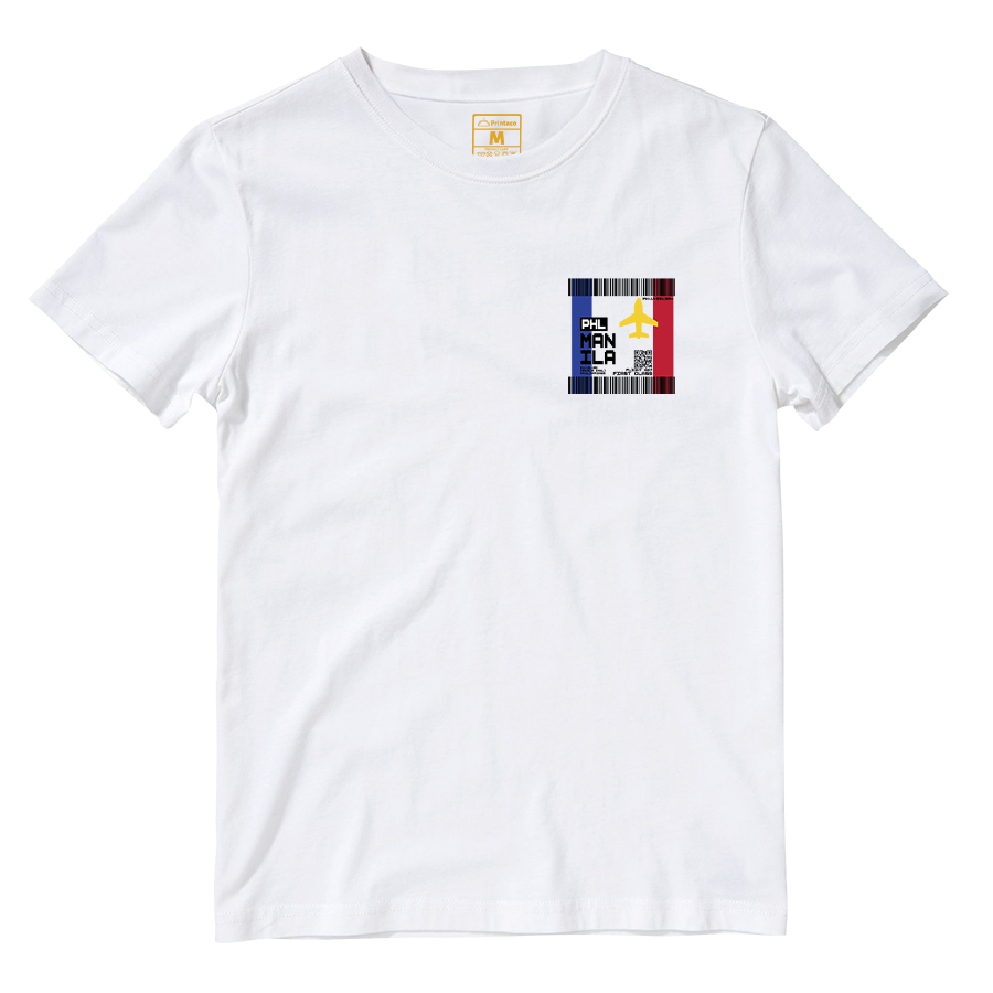 Cotton Shirt: Manila Plane Ticket Front Pocket