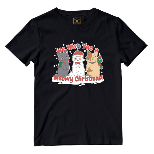 Cotton Shirt: Meowy Christmas