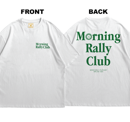Premium Oversized Cotton Shirt: Morning Rally Club  (Front and Back)