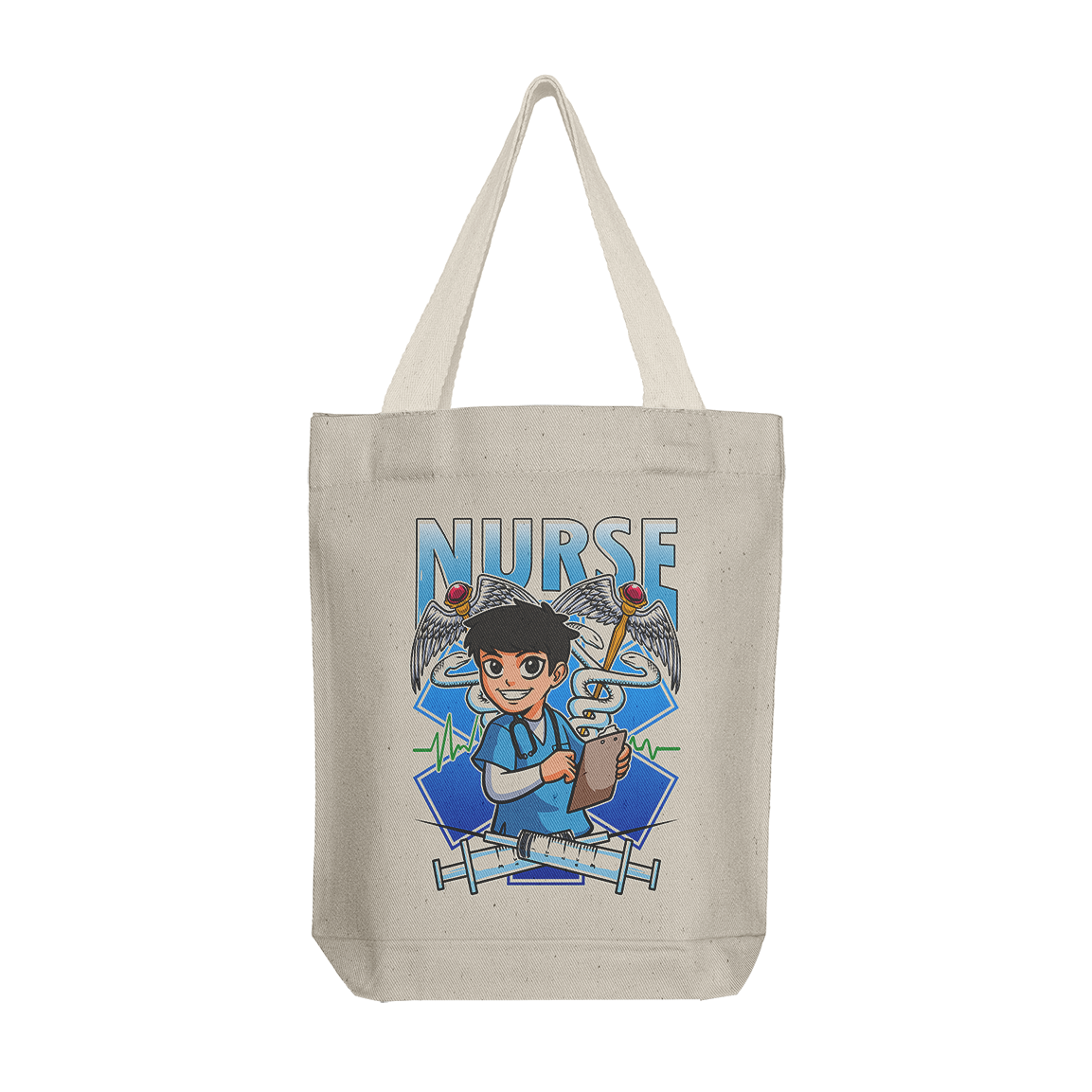 Tote Bag: Nurse Male Blue