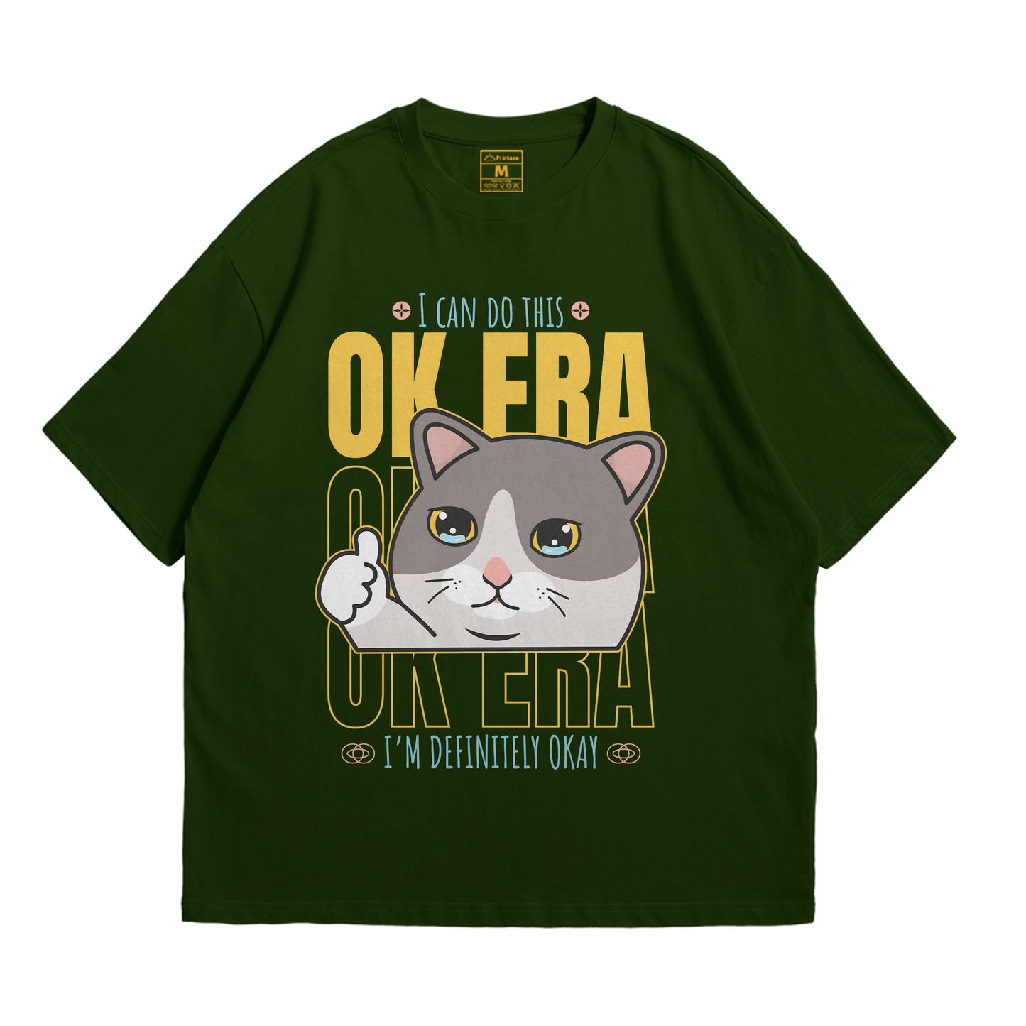 Premium Oversized Cotton Shirt: Ok Era Cat
