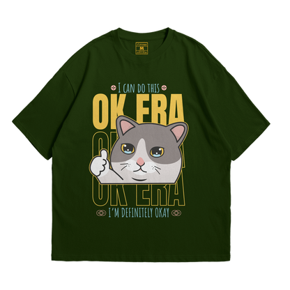 Premium Oversized Cotton Shirt: Ok Era Cat