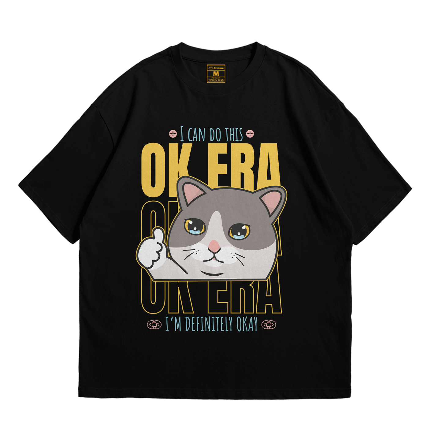 Premium Oversized Cotton Shirt: Ok Era Cat