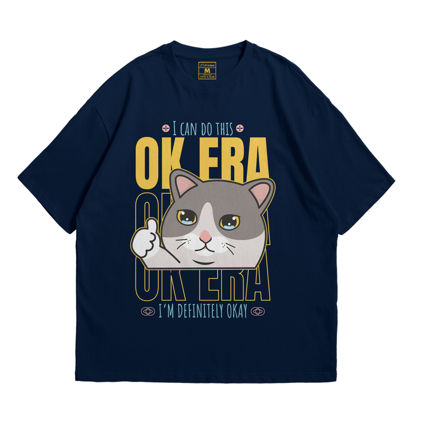 Premium Oversized Cotton Shirt: Ok Era Cat