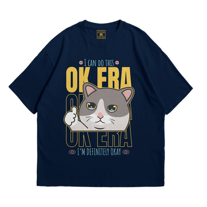 Premium Oversized Cotton Shirt: Ok Era Cat