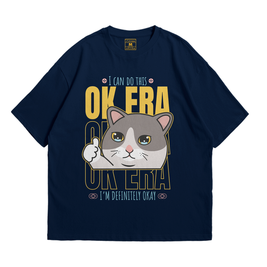Premium Oversized Cotton Shirt: Ok Era Cat