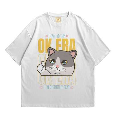 Premium Oversized Cotton Shirt: Ok Era Cat