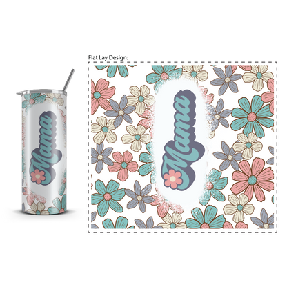 20oz. Slim Tumbler: Pastel Flowers