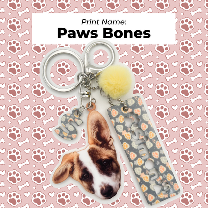 Acrylic Pet Bag Charm: Dog Pompom Set