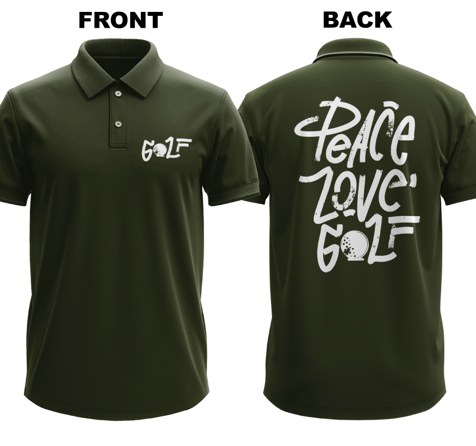 Drifit Polo Shirt: Peace Love (Front & Back)