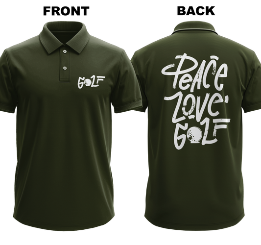 Drifit Polo Shirt: Peace Love (Front & Back)