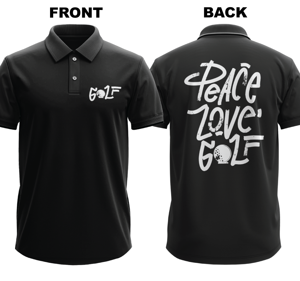 Drifit Polo Shirt: Peace Love (Front & Back)