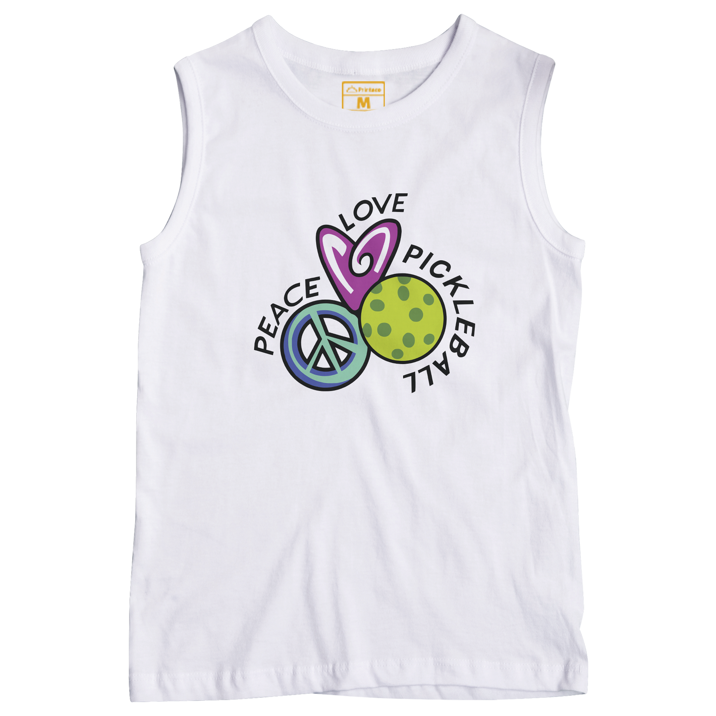 Sleeveless Drifit Shirt: Pickleball Peace Love