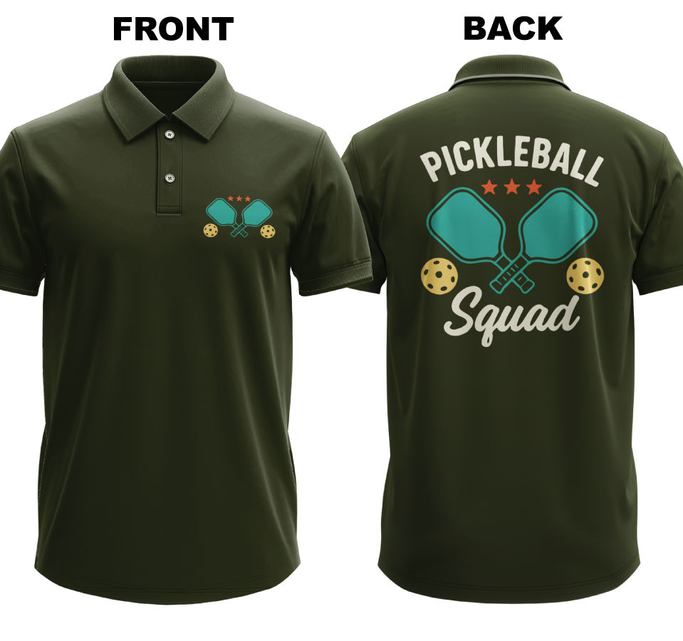 Drifit Polo Shirt: Pickleball Squad (Front & Back)