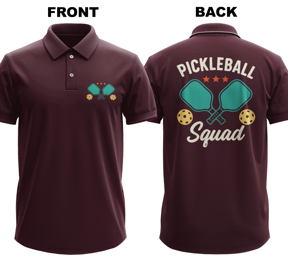 Drifit Polo Shirt: Pickleball Squad (Front & Back)