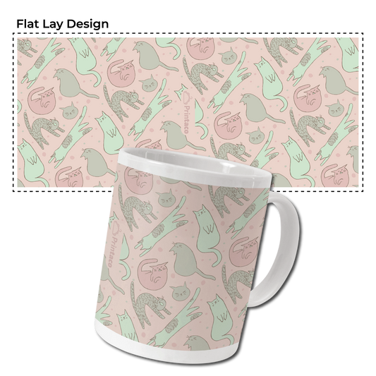 11oz Ceramic Mug: Pink Cat