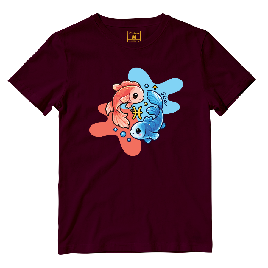 Cotton Shirt: Pisces Cartoon