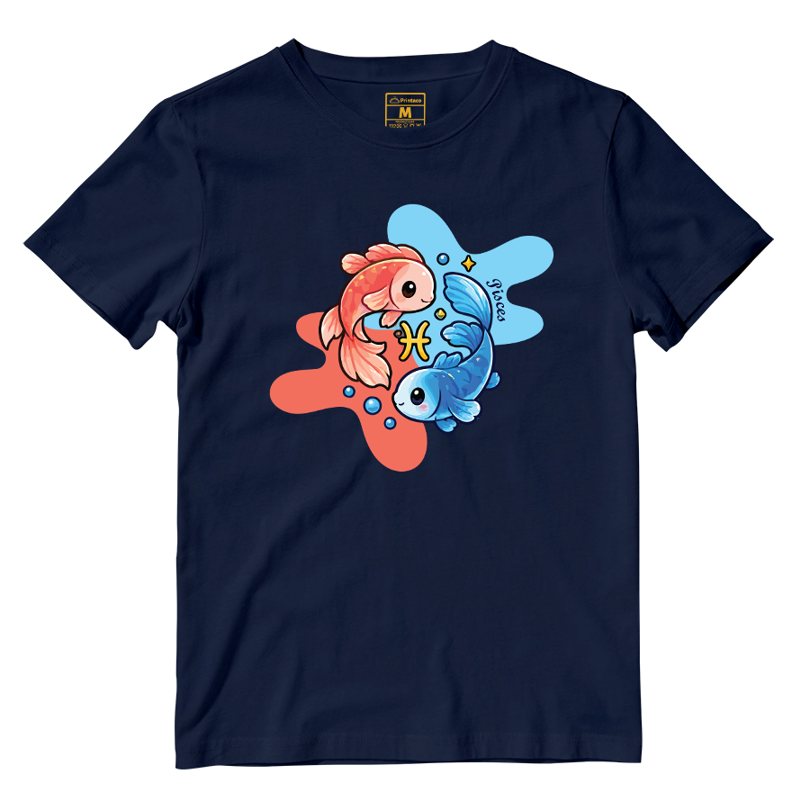 Cotton Shirt: Pisces Cartoon