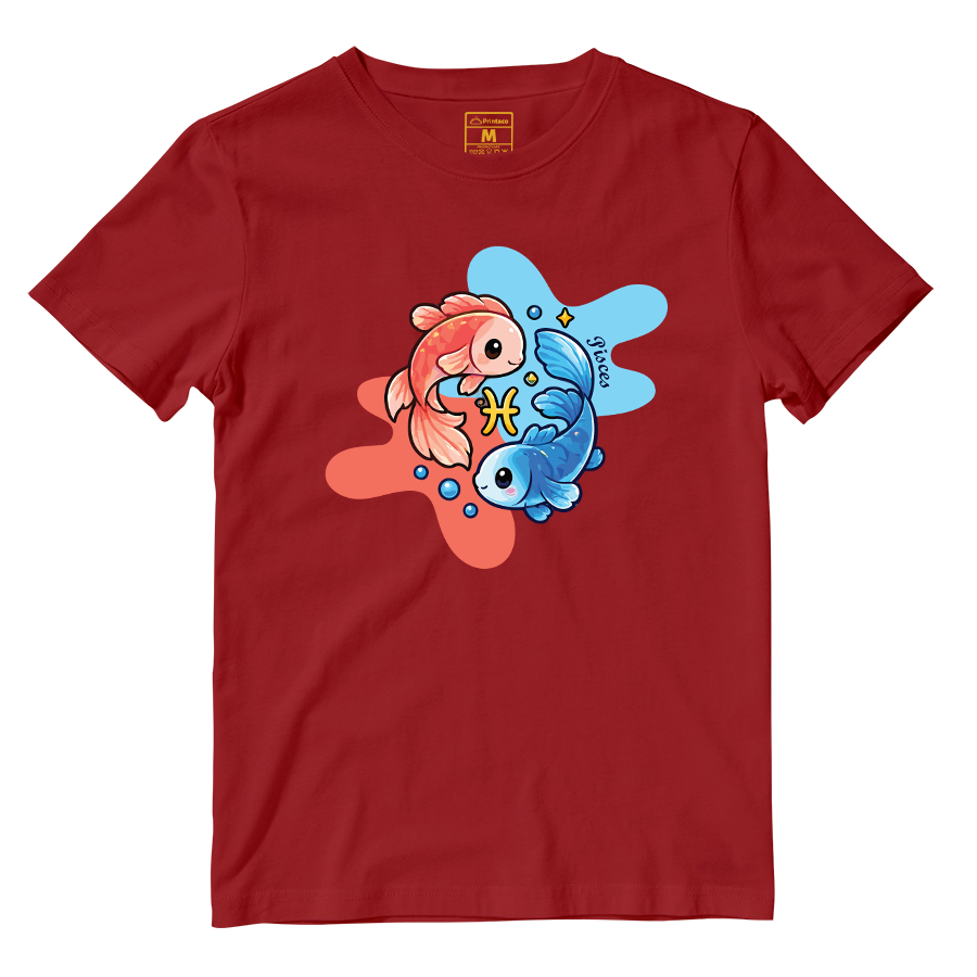 Cotton Shirt: Pisces Cartoon