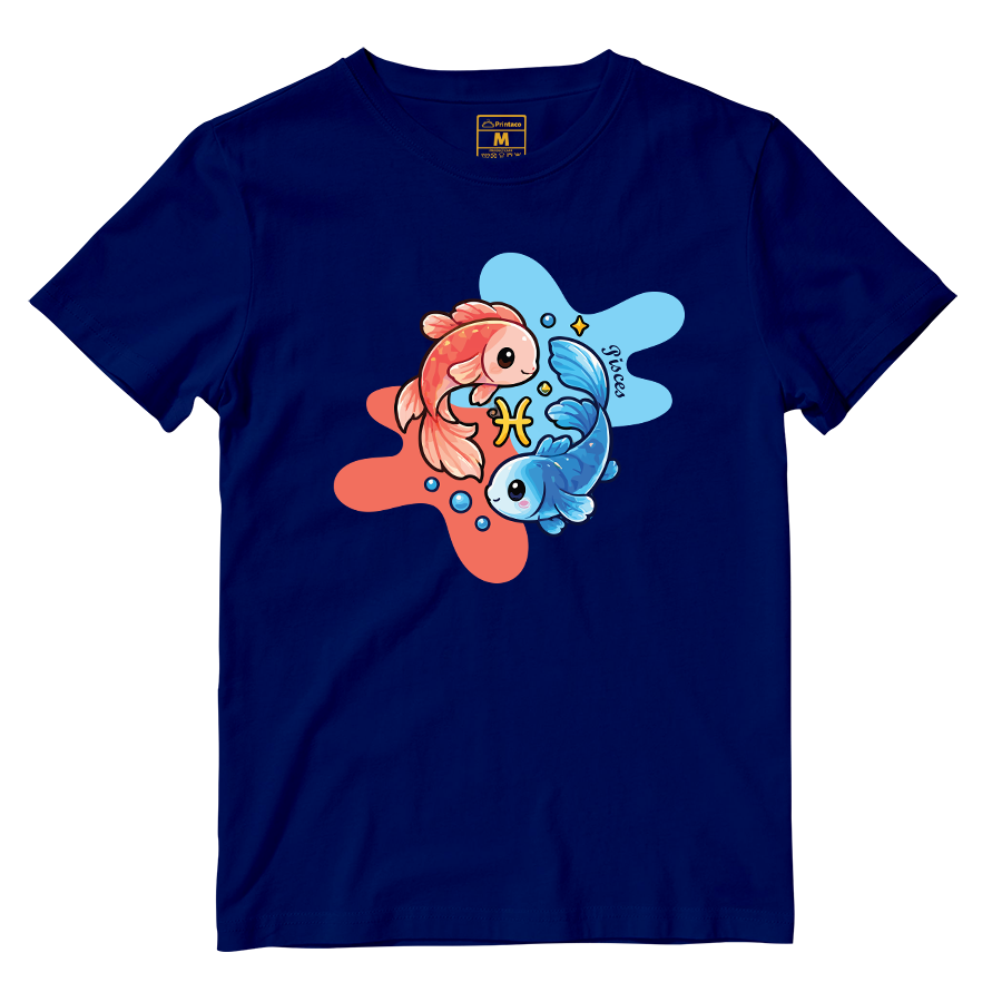 Cotton Shirt: Pisces Cartoon