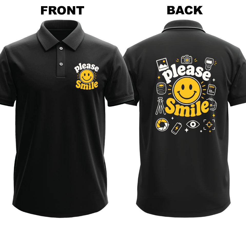 Drifit Polo Shirt: Please Smile (Front & Back)
