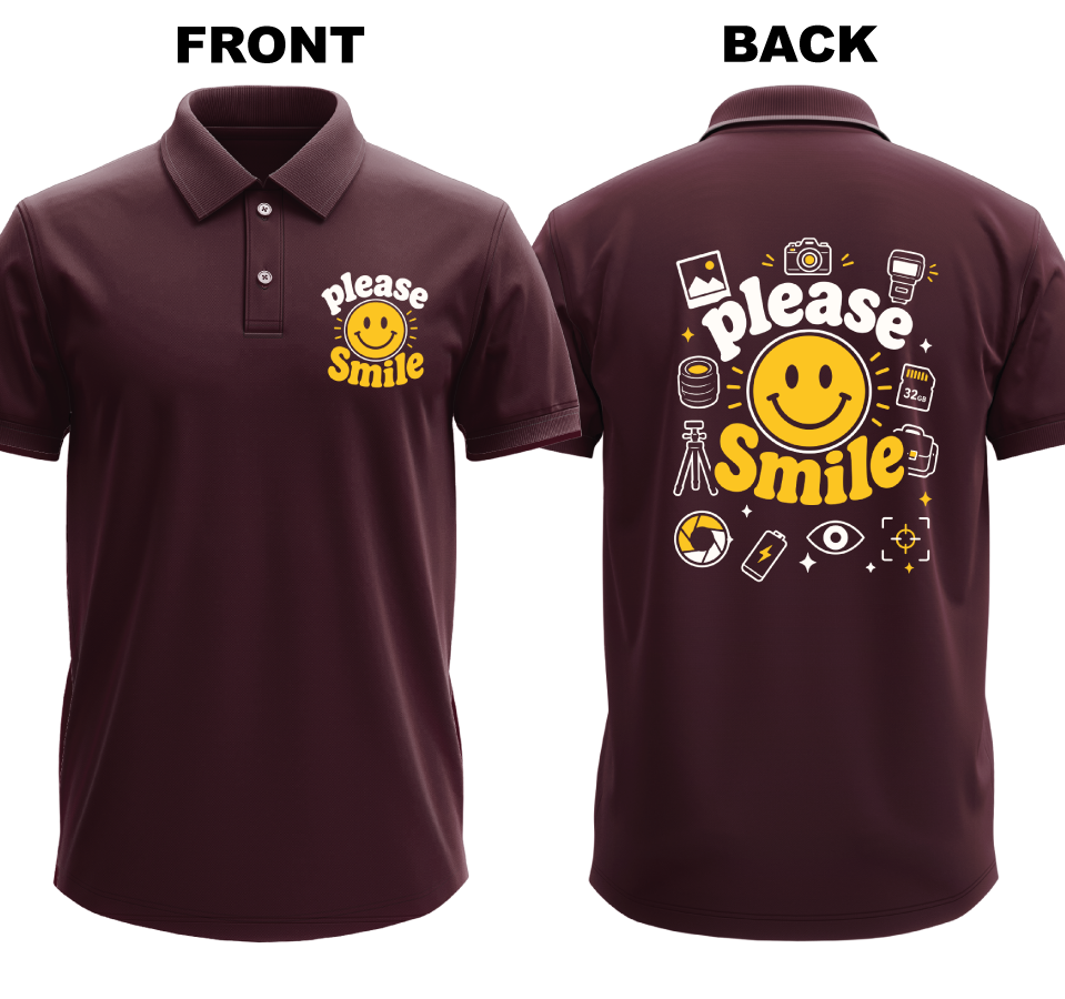 Drifit Polo Shirt: Please Smile (Front & Back)