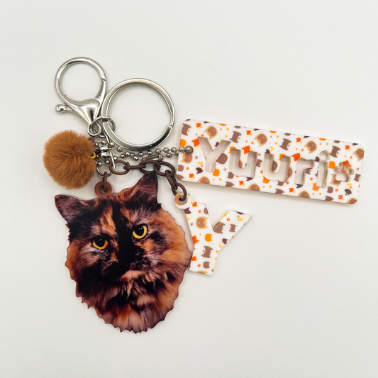 Acrylic Pet Bag Charm: Cat Pompom Set