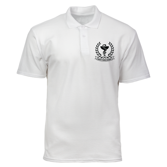 Cotton Polo Shirt: Proud To Serve Humanity Pocket