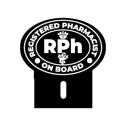 Acrylic Car Emblem: RPh Registered Pharmacist