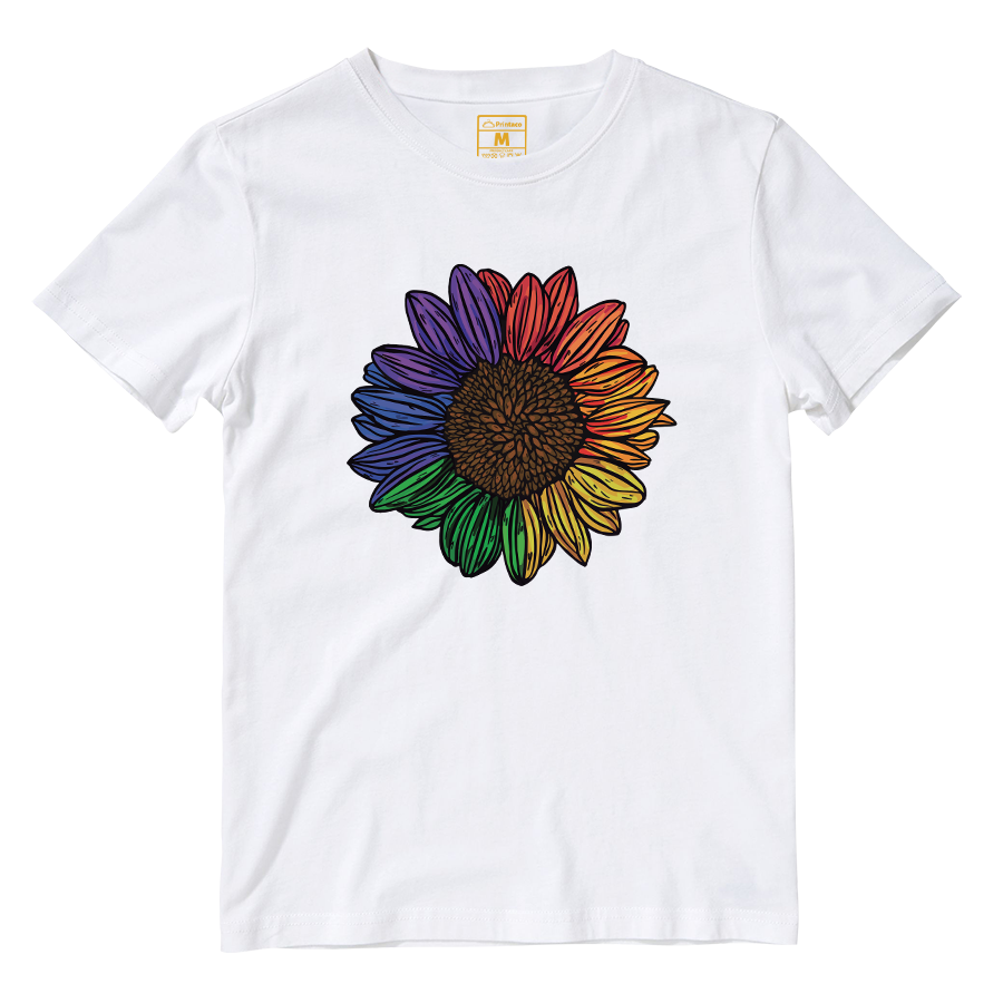 Cotton Shirt: Rainbow Sunflower