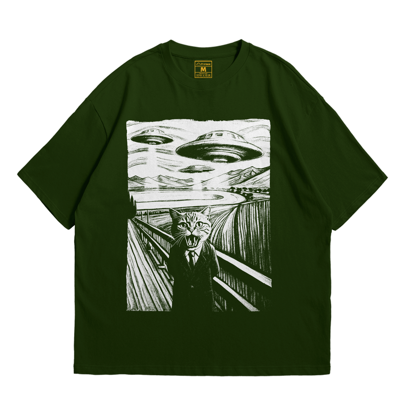 Premium Oversized Cotton Shirt: UFO Cat
