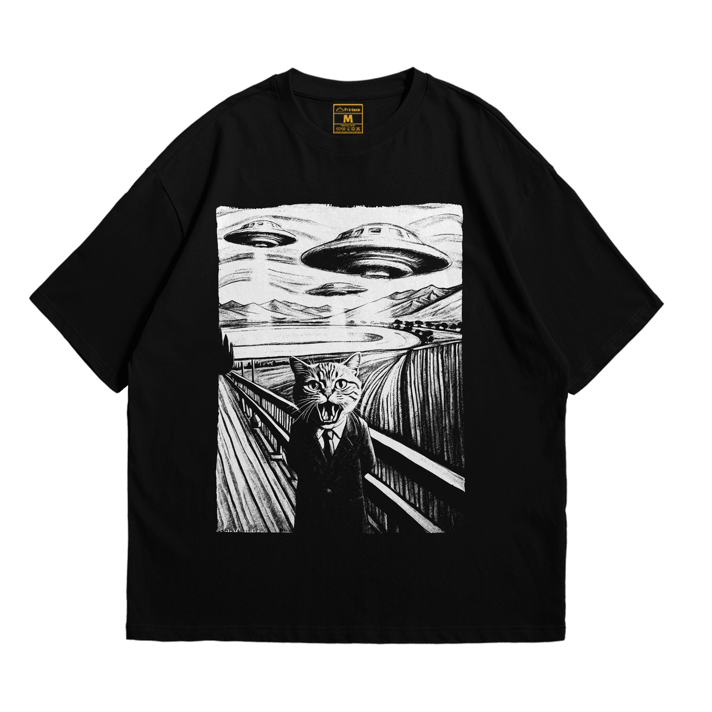 Premium Oversized Cotton Shirt: UFO Cat