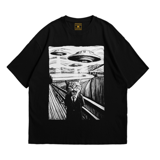Premium Oversized Cotton Shirt: UFO Cat