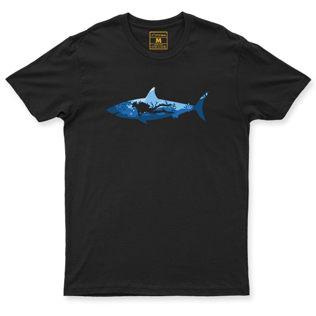 Drifit Shirt: Shark Scuba Diver