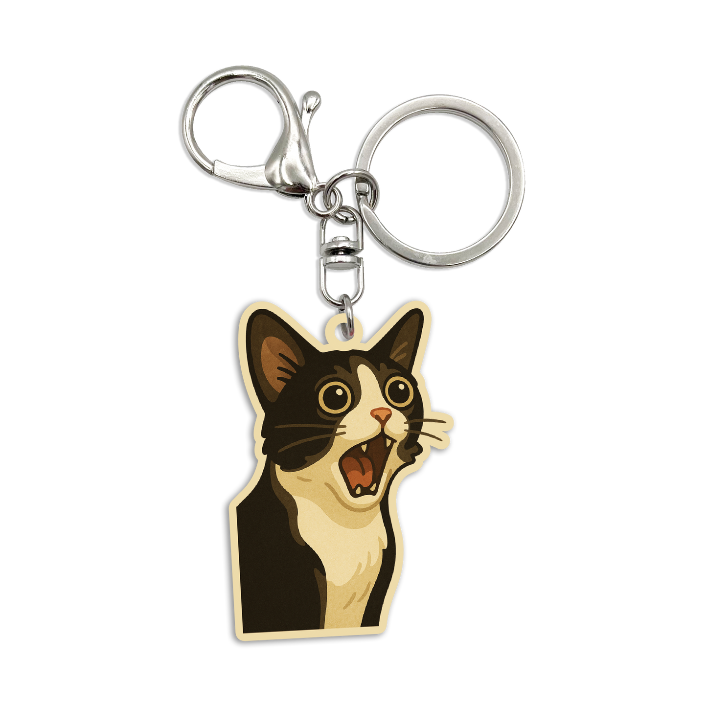 Acrylic Bag Charm: Shocked Cat
