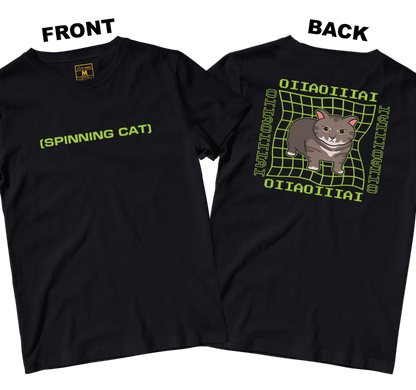 Cotton Shirt: Spinning Cat (Front and Back)
