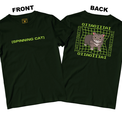 Cotton Shirt: Spinning Cat (Front and Back)