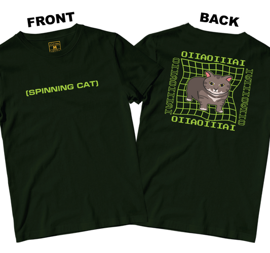 Cotton Shirt: Spinning Cat (Front and Back)