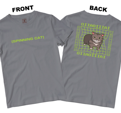 Cotton Shirt: Spinning Cat (Front and Back)