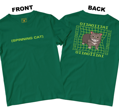 Cotton Shirt: Spinning Cat (Front and Back)