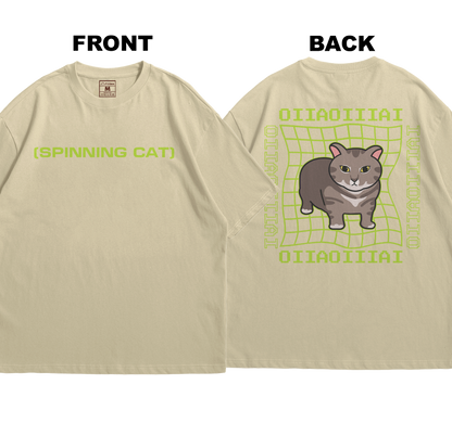 Premium Oversized Cotton Shirt: Spinning Cat (Front and Back)