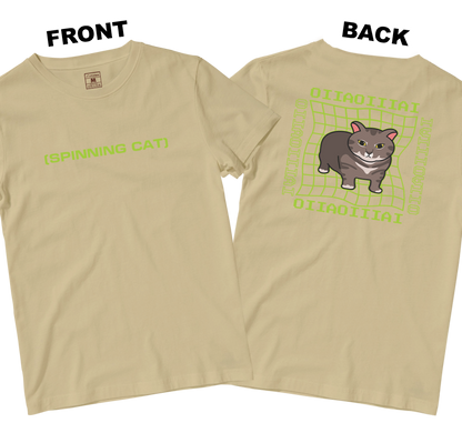Cotton Shirt: Spinning Cat (Front and Back)