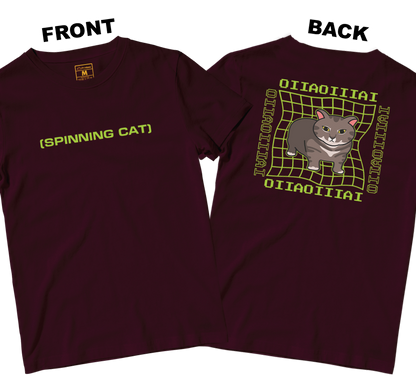Cotton Shirt: Spinning Cat (Front and Back)